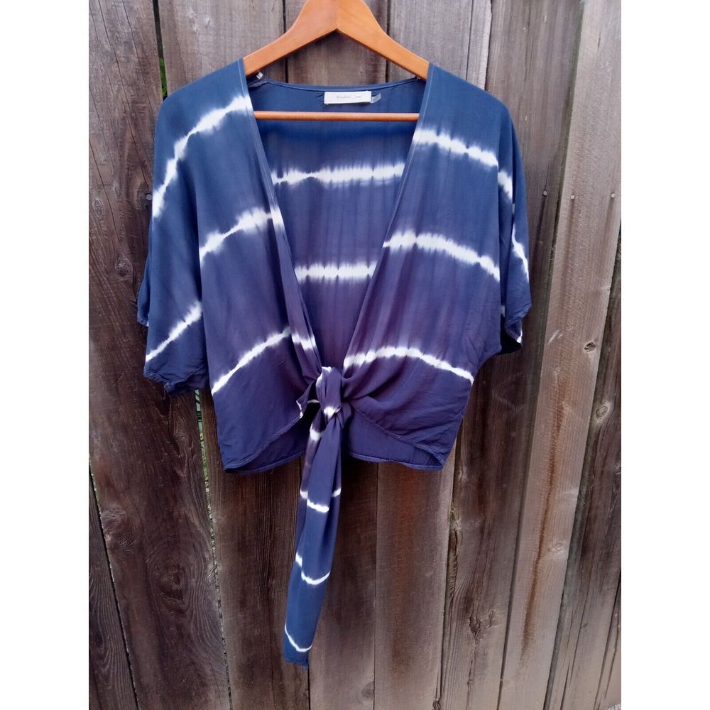 Mustard Seed Ocean Blue TyeDie‎  Wrap Top M